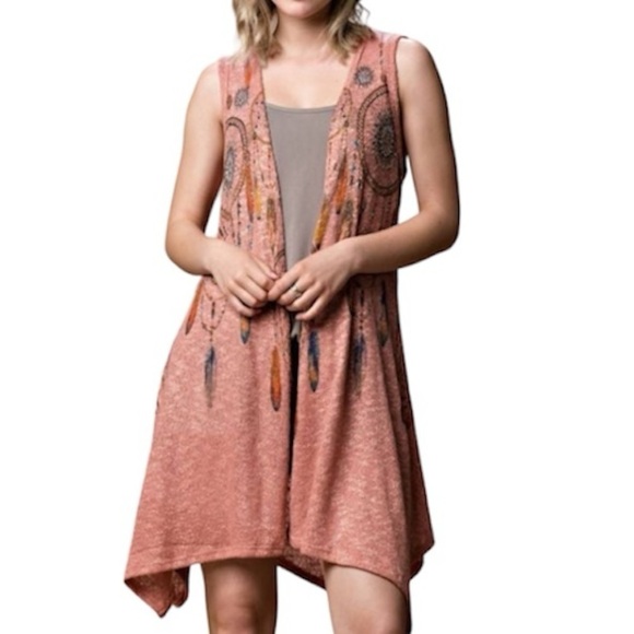 Vocal Sweaters - Vocal Womens Western Dream Catcher Cardigan Vest